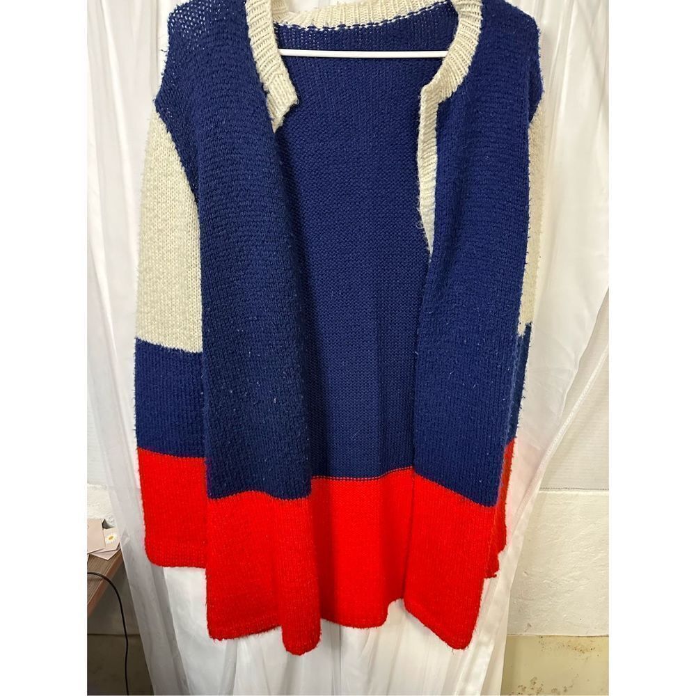 Handmade Red, White and Blue Cardigan